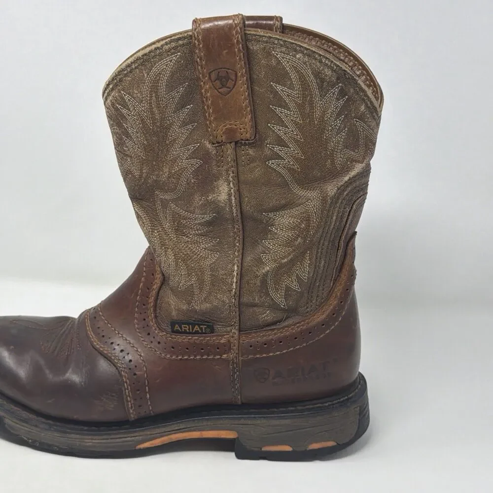 Ariat WorkHog Pull On Work Boots Men’s 8.5 EE Wide Brown Soft Toe 10008633